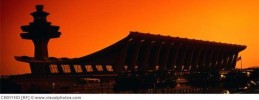 Dulles Airport Terminal and Tower at Sunset